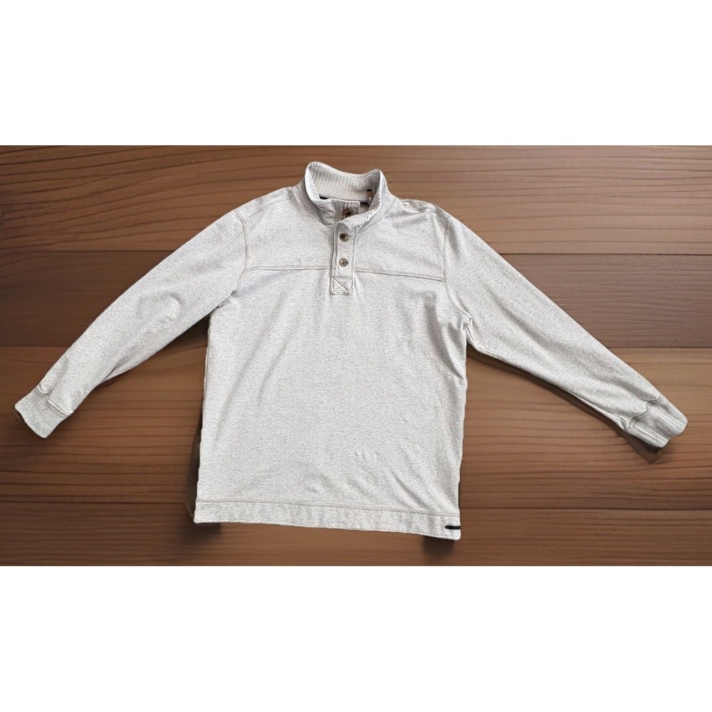 Jeremiah‎ Men's Pullover Sweatshirt XL Tan Button Mock Neck Cotton Stretch Soft